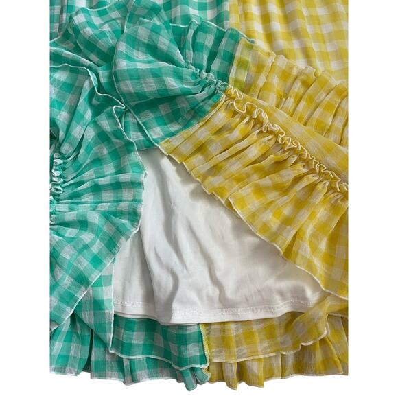 Eva Franco Lynsey Gingham Maxi Skirt Yellow Motif Size XS - Picture 10 of 12